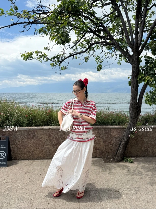 馒头（1mtt218#）是polo领！条纹款撞色短袖T恤5-13