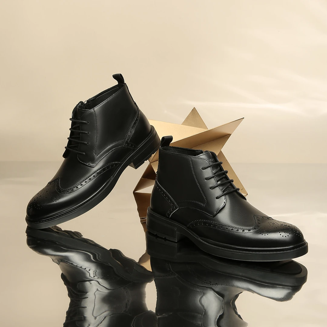 CROWN/皇冠【皮靴牛皮革】布洛克商务正装靴皮靴棉鞋R2S0144088AP