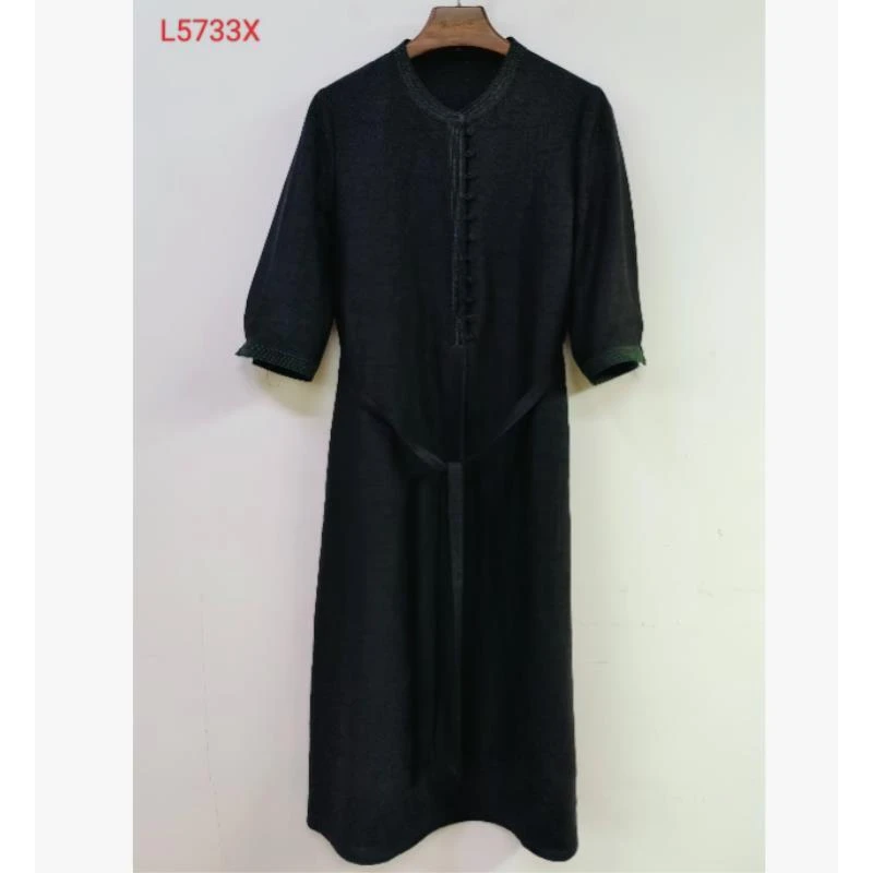 【木木】1香云纱长袖连衣裙L5733X