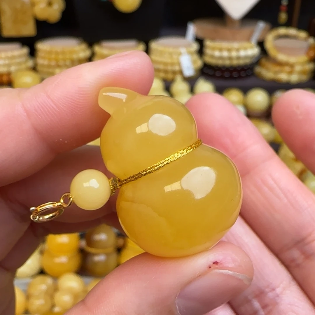 琥珀未镶嵌吊坠(不含链)天然蜜蜡葫芦吊坠