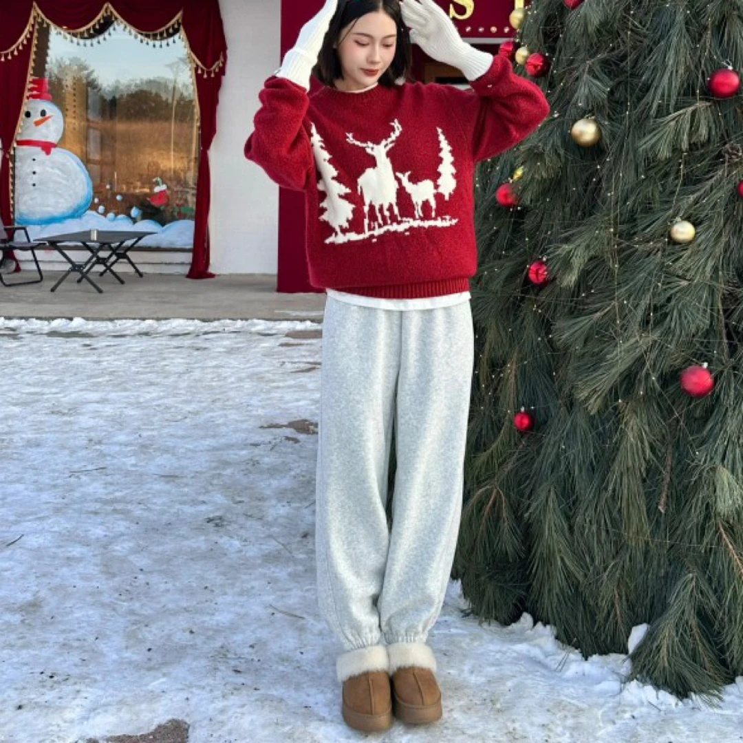 【加绒休闲直筒裤冬季】宽松百搭秋冬新款洋气气质直筒裤-4105