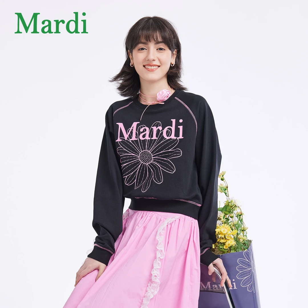 Mardi印花小雏菊短款卫衣休闲秋冬季机能风MWY2512104