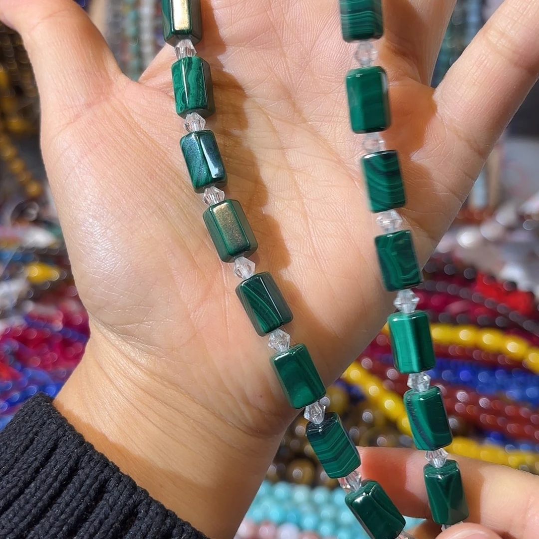 玛瑙/玉髓未镶嵌珠宝半成品孔雀石卡8-12一条