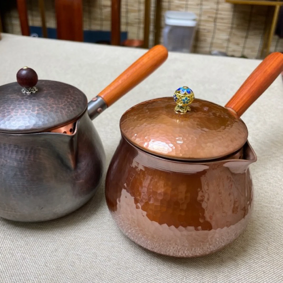 ［银盛铜器］600毫升侧把纯手工复古999纯铜紫铜罐罐烧水壶家用