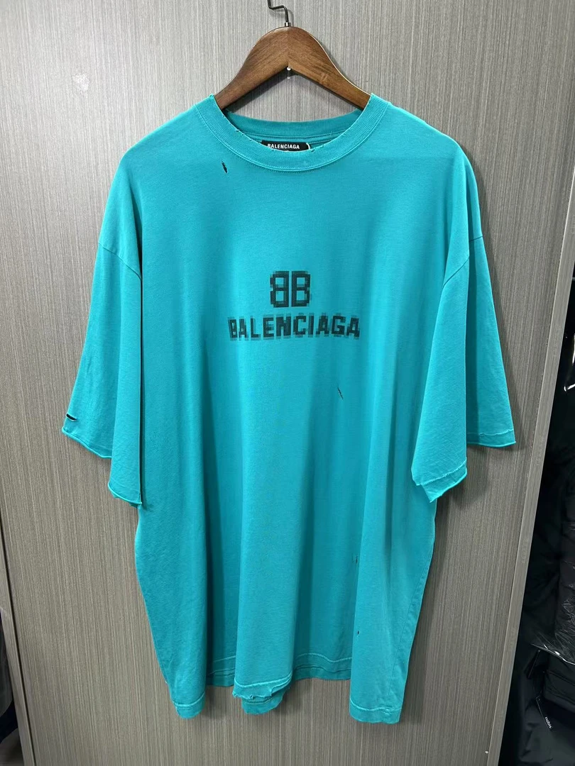 99新 Balenciaga/巴黎世家 马赛克短袖 O637 衣长84胸围62编码3