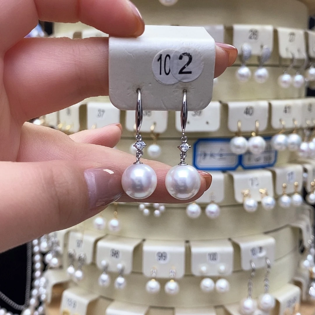 银S925镶嵌淡水珍珠耳饰