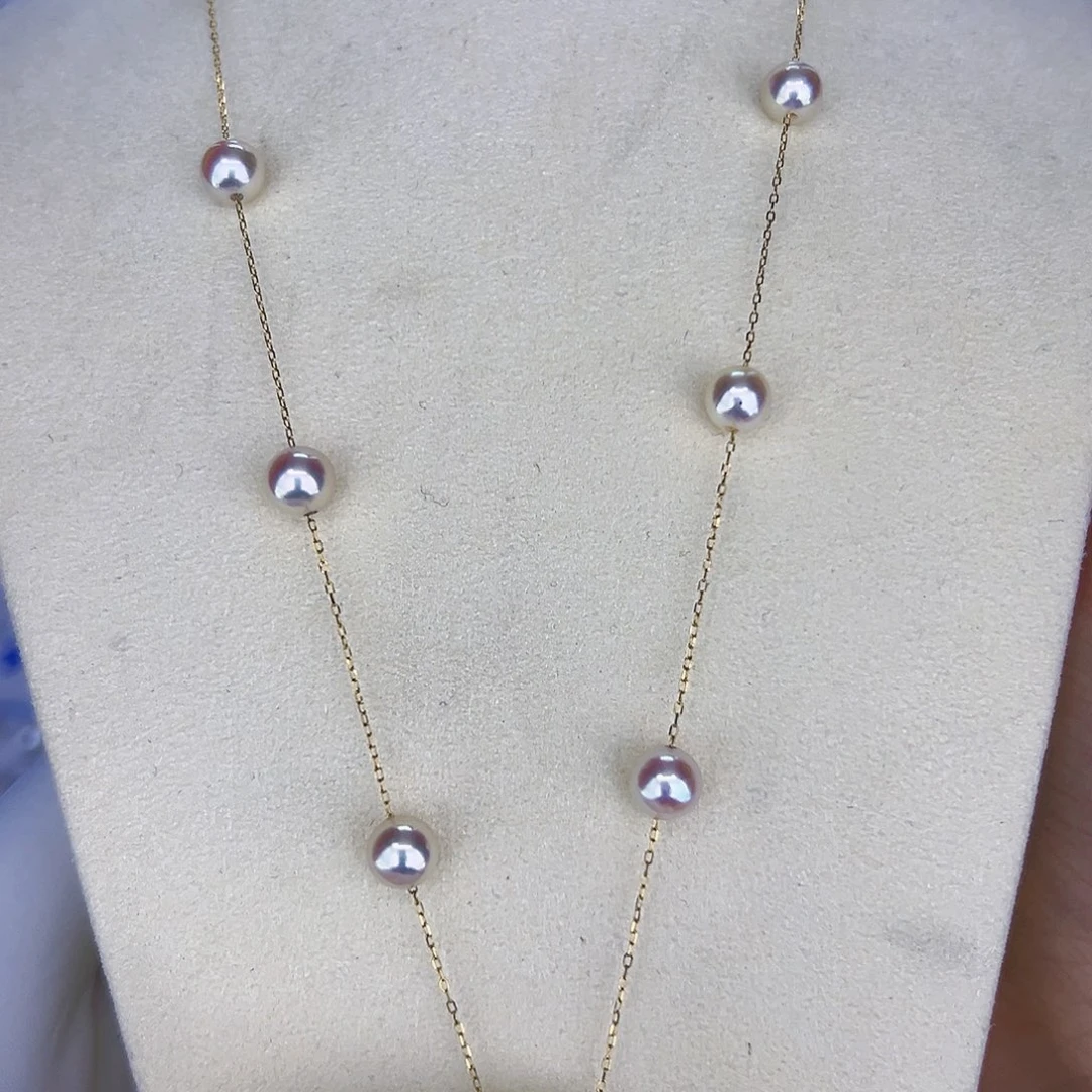 海水珍珠海水akoya设计款满天星6-7mm18K金镶嵌