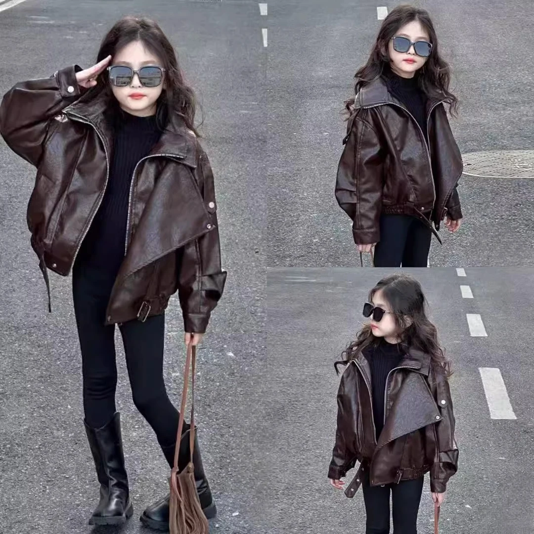 女童外套2025新款春秋款加绒美式春季又酷又飒皮衣儿童炸街上衣潮