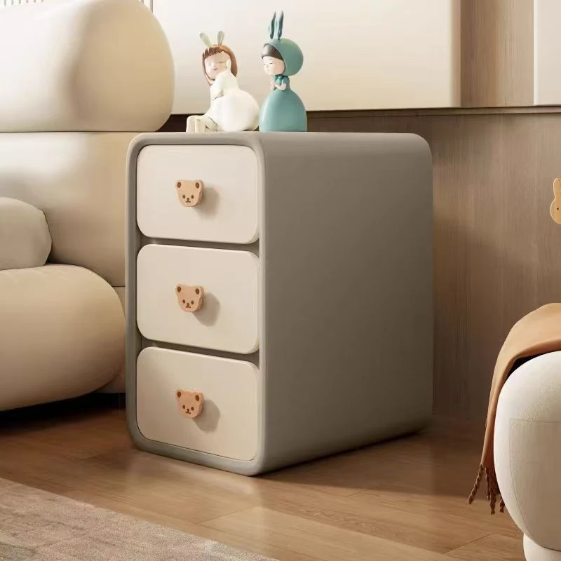 实木小型床头柜柜子皮质超窄床边柜简约奶油现代新款家用卧室收纳
