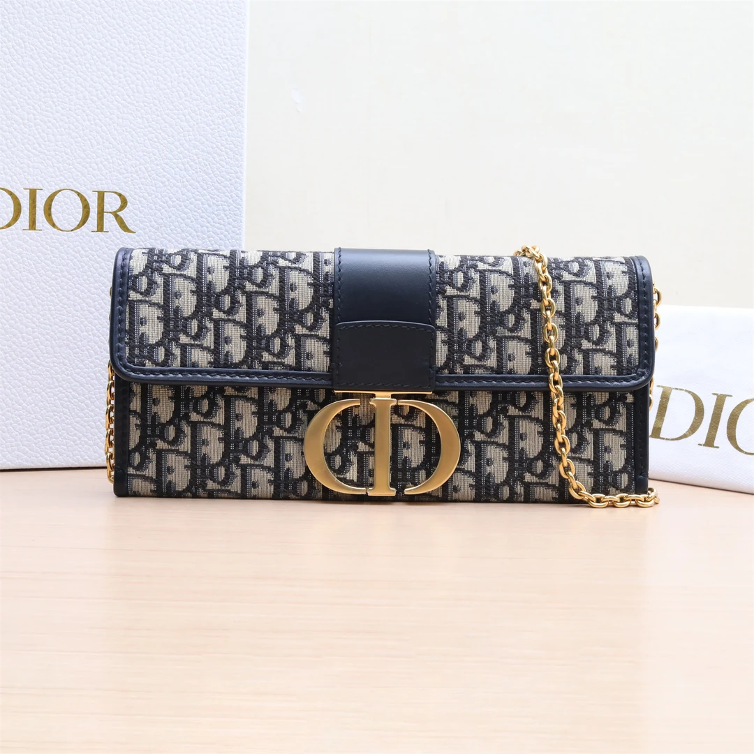 95新 DIOR/迪奥 活动【小花念念】蒙田 手拿包 WOC 墨蓝色 帆布包