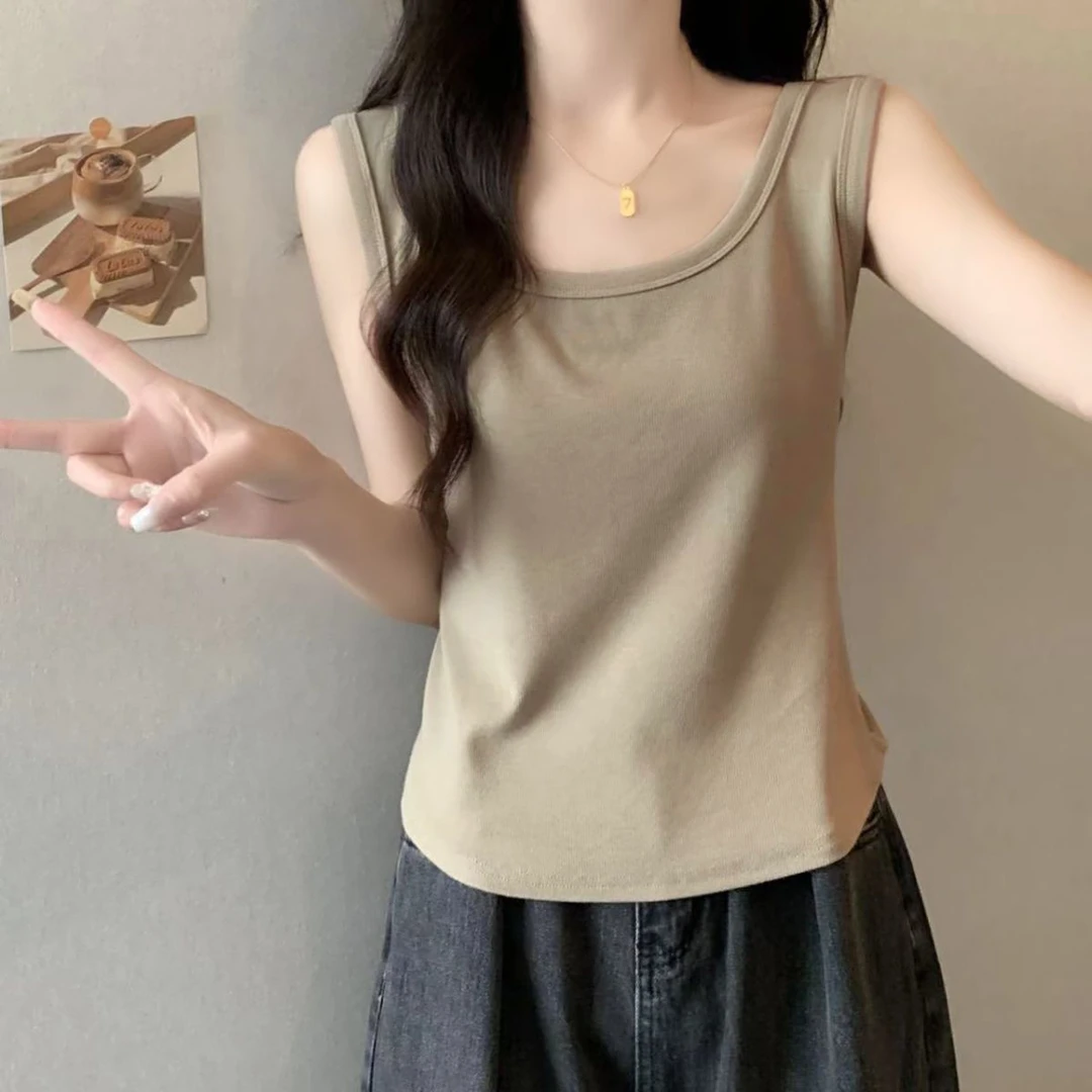 大码设计感遮肚子无袖打底衫上衣夏季胖mm显瘦休闲内搭吊带背心女