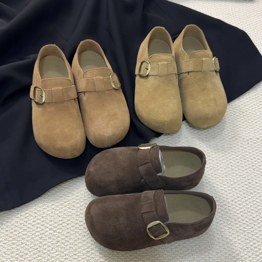 厚底4.5厘米全包勃肯鞋2025早秋美拉德新款牛皮软底百搭复古单鞋