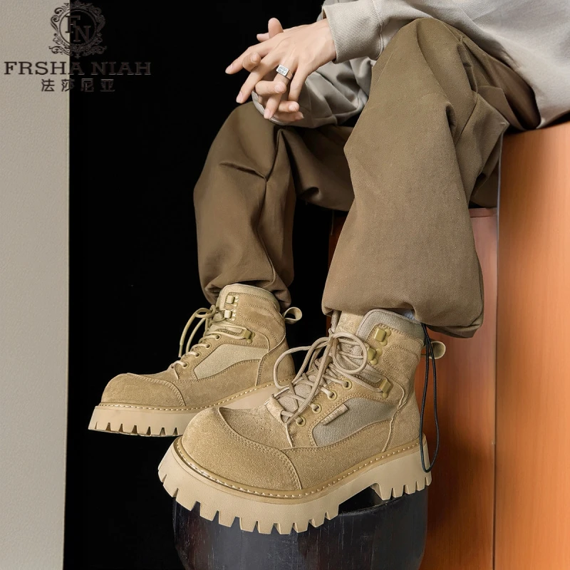 法莎尼亚秋季新款马丁靴时尚潮流痞帅短靴户外厚底防滑耐磨工装靴