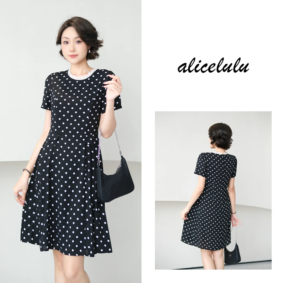 [alicelulu] 轻奢高级感波点连衣裙洋气修身显瘦通勤 S2142593U