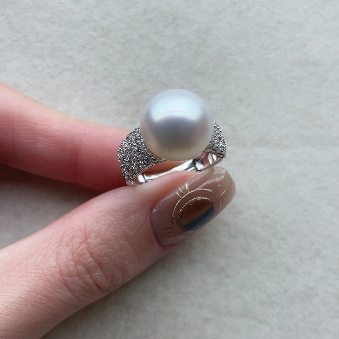 银S925镶嵌戒指22海水珍珠
