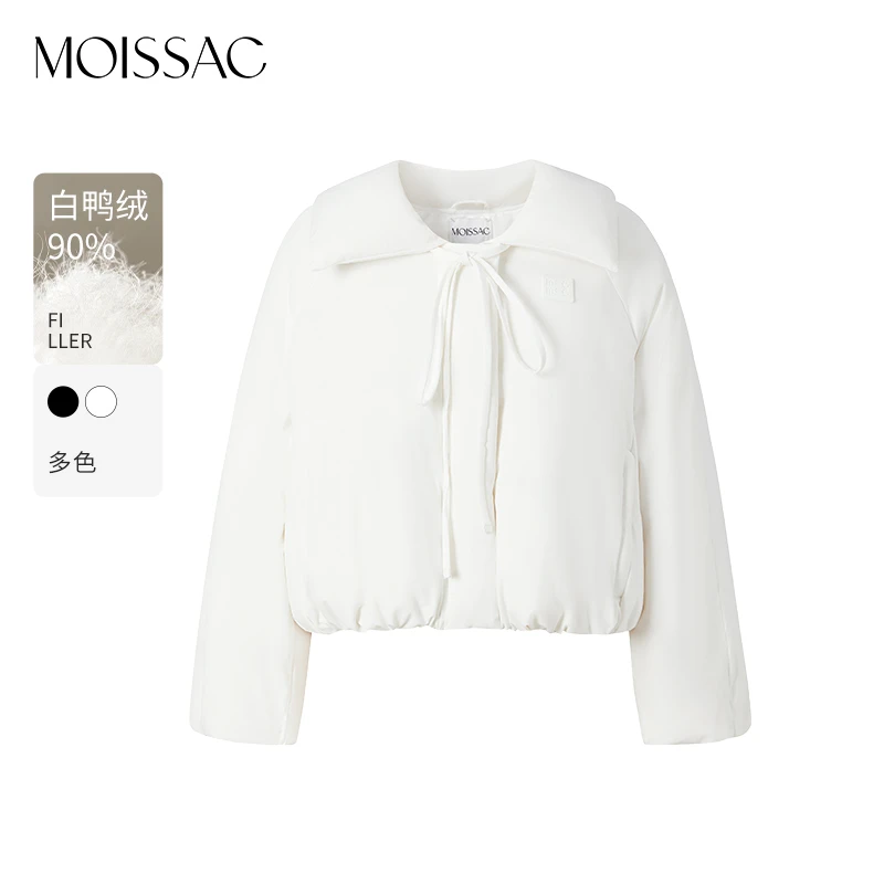 商场同款 摩萨克2025设计感翻领系带花苞下摆短款羽绒服MWFD03313