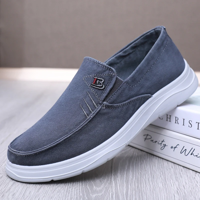 春秋老北京布鞋男鞋一脚蹬透气帆布鞋休闲懒人鞋子4950加大码板鞋