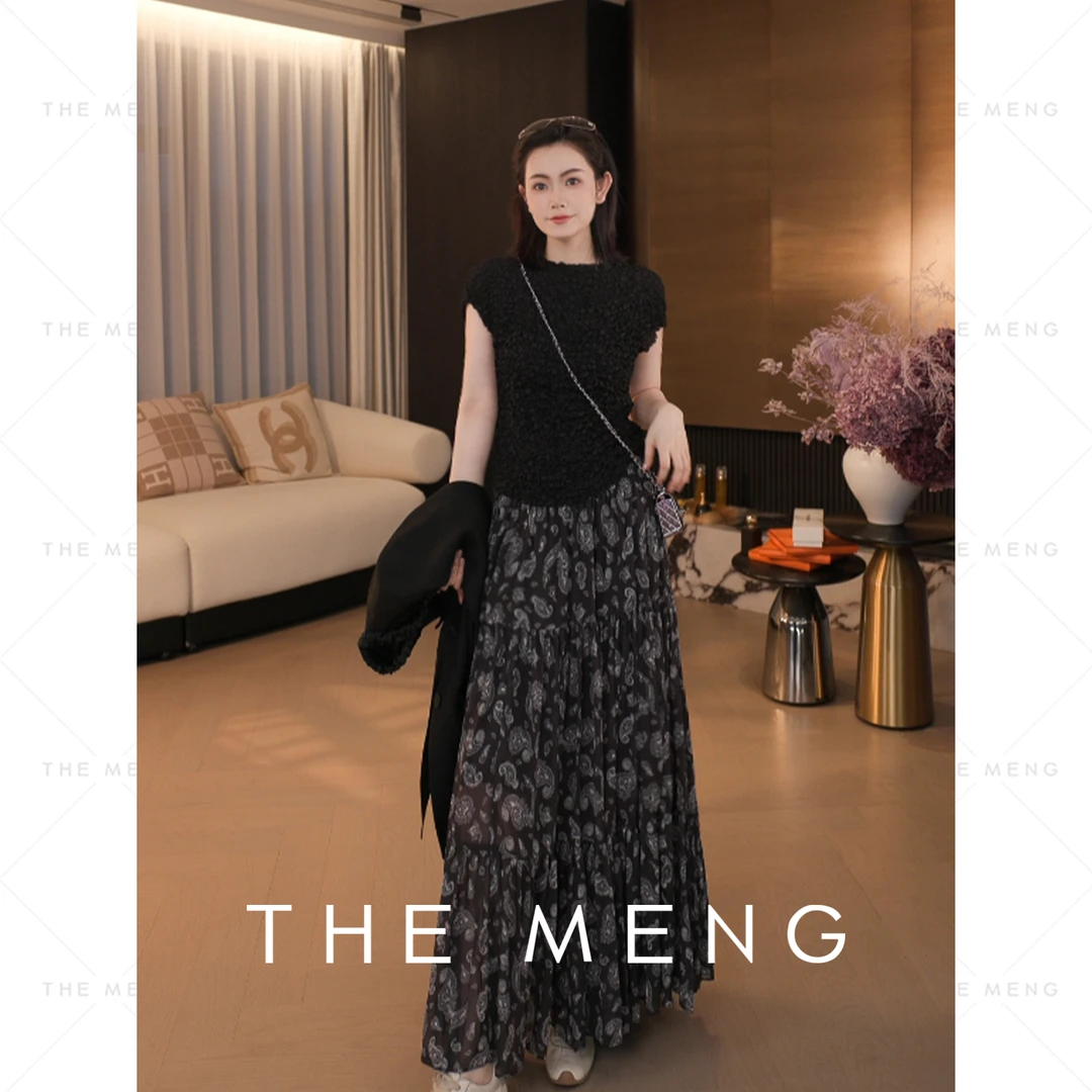 THE MENG【梦幻裙】顺纡绉波西米亚风通勤显瘦半身裙#M251Q0053