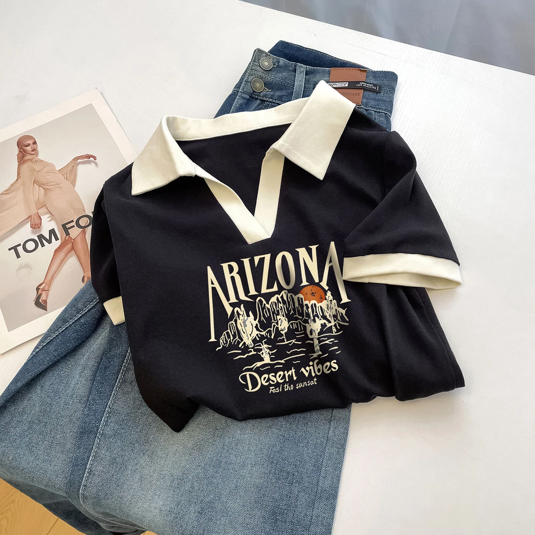 2025爆款洋气微胖妹妹大码女装夏季短袖t恤巨显瘦宽松遮肚v领上衣