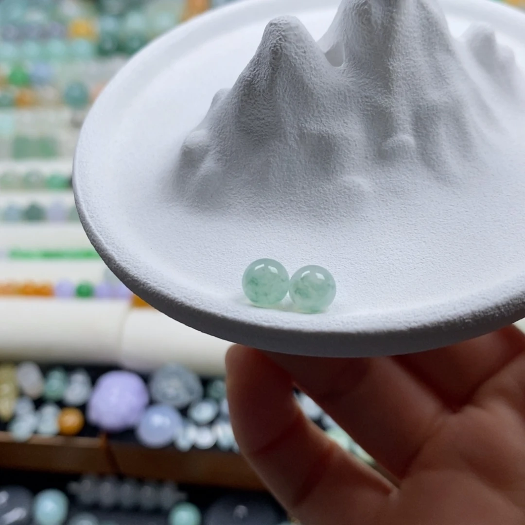 翡翠散珠卡5.6/5.7冰飘花圆珠一组