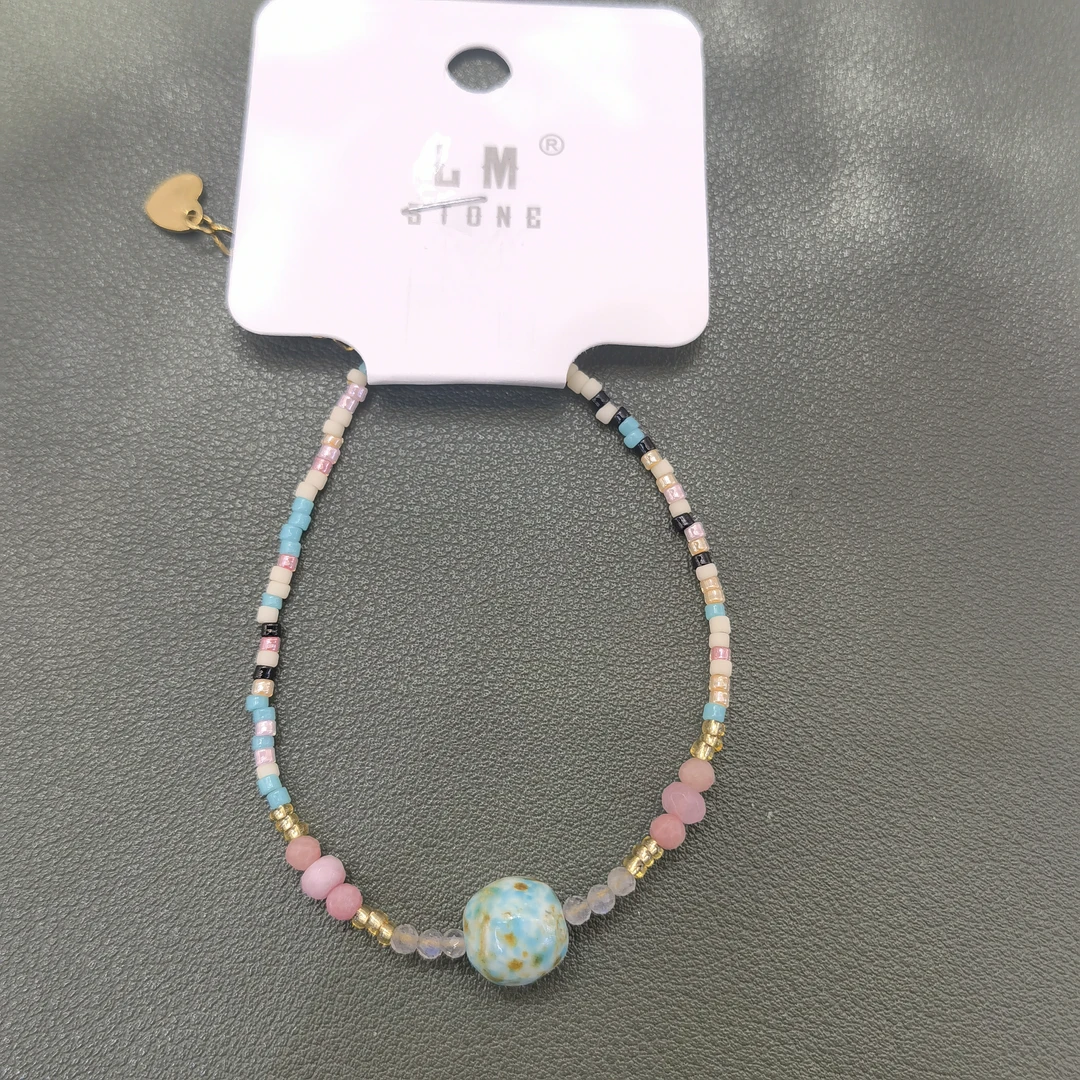 F431蓝色单颗串珠手作款手链