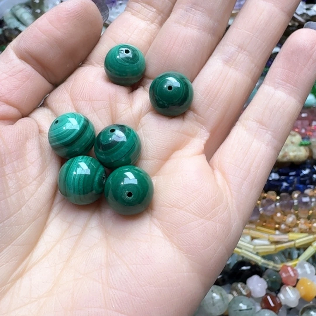 玛瑙/玉髓未镶嵌珠宝半成品一颗12m孔雀石隔珠