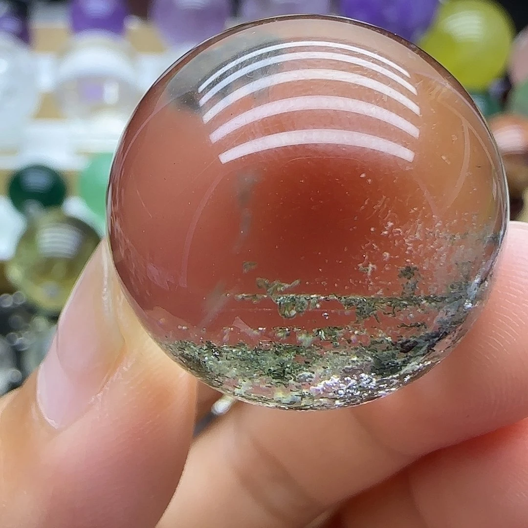 水晶珠宝半成品未镶嵌26.8mm绿幽灵