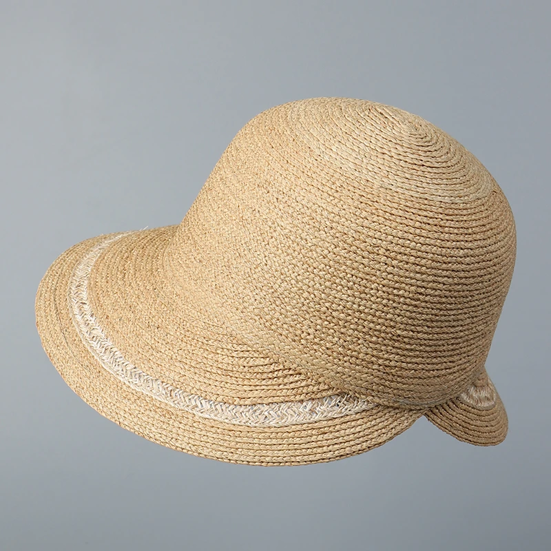 拉菲草遮阳帽夏季大帽檐防晒防紫外线草帽度假旅游太阳帽优雅圆顶