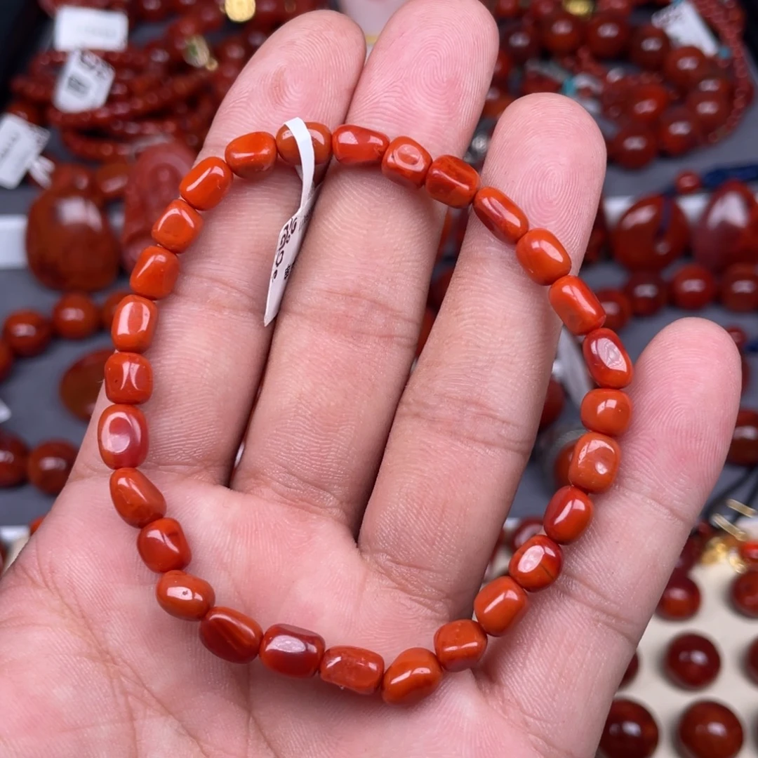 南红玛瑙未镶嵌瓦西南红随型手串