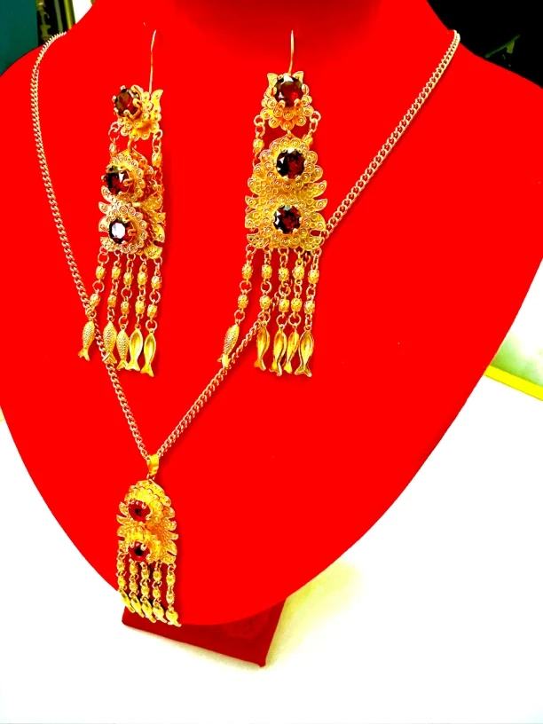 铜合金项链 项链三件套时尚气质复古金色精美     77号链接