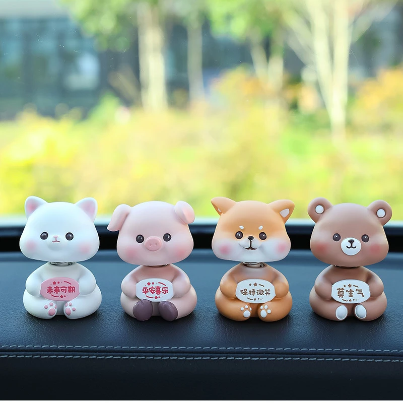 网红摇头莫生气汽车摆件小动物车车身内装饰卡通公仔汽车用品