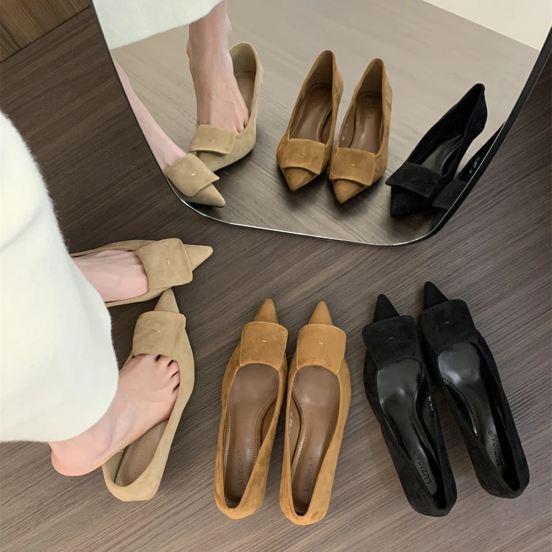 法式韩版网红时尚温柔百搭复古单鞋女鞋子夏季春季尖头软底玛丽珍