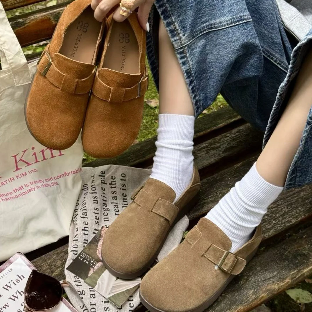 新品体验价！牛皮3cm平底勃肯休闲鞋1-2918