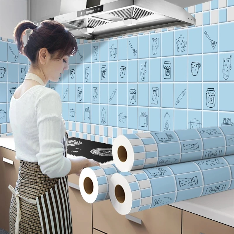 加厚耐高温自粘贴壁纸厨房防油防潮防污铝箔墙纸橱柜灶台适用贴纸