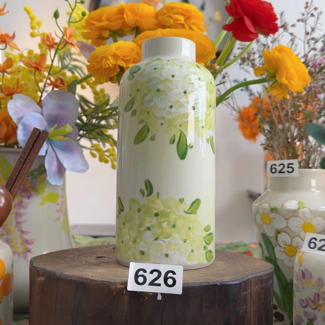 摆件景德镇陶瓷手绘小花瓶摆件无孔