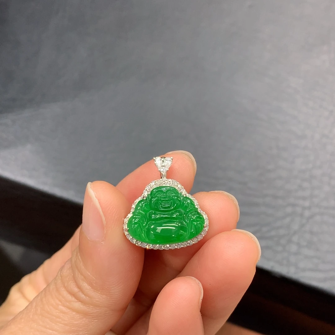 翡翠18K金镶嵌吊坠(不含链)