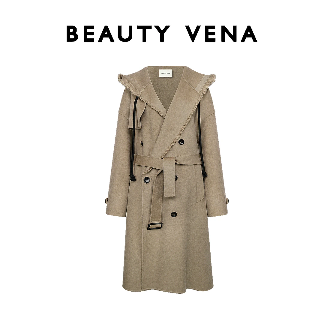 BEAUTY VENA【随性神秘·雅丹风】山本耀司系带帽纯色大衣