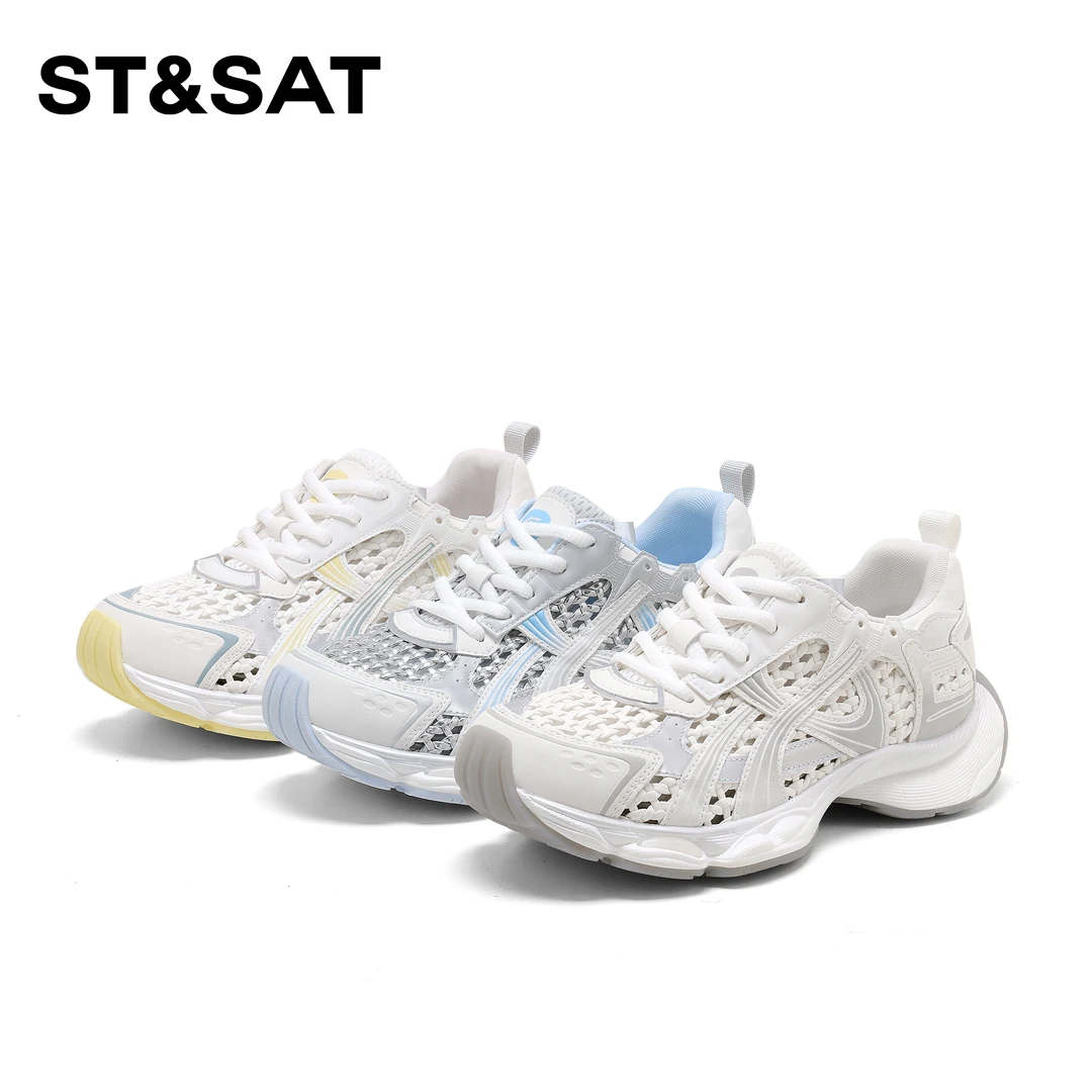 St&Sat/星期六女款时尚百搭2025新款夏季透气厚底网面女款老爹鞋