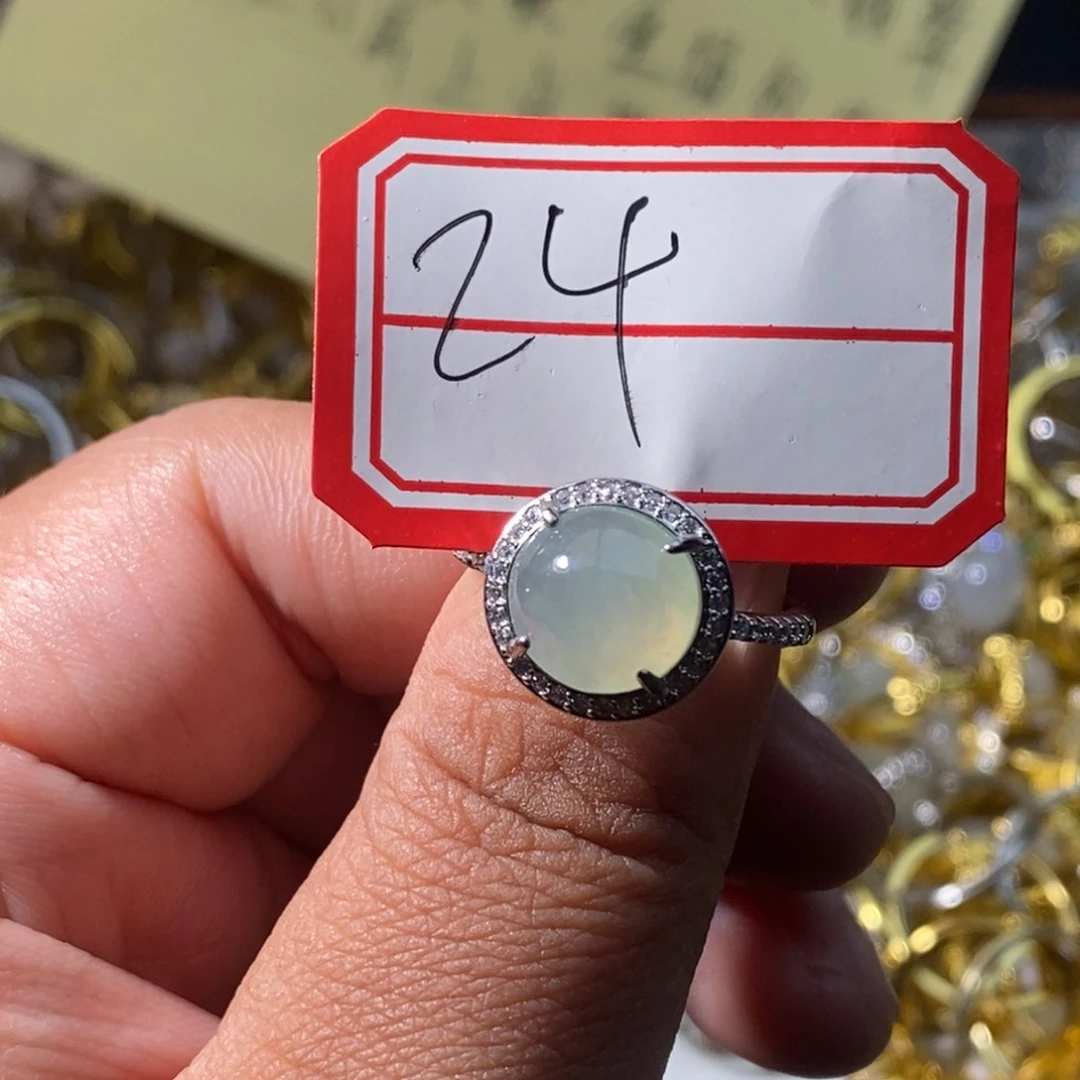 翡翠戒指银S925镶嵌翡翠