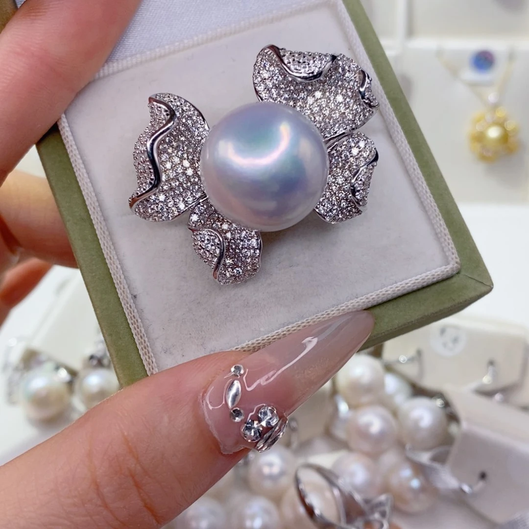 阿***奥戒指银S925镶嵌淡水珍珠17➕