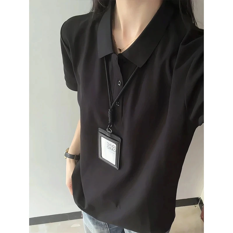 美式正肩Polo衫短袖男夏季翻领重磅t恤高级感cleanfit宽松半截袖