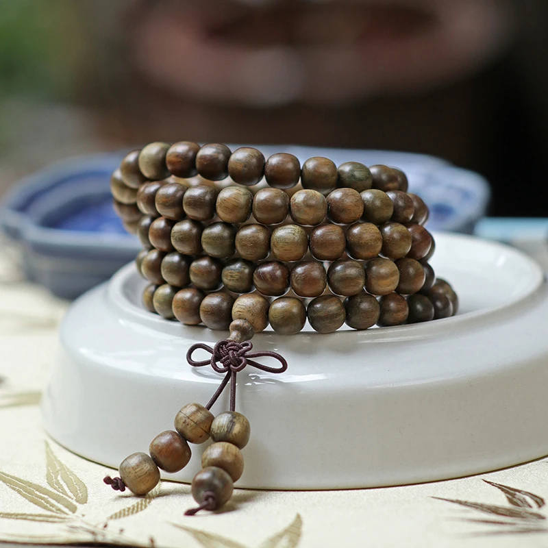 绿檀老型珠多圈手串8*9mm男女士手链木质饰品文玩佛珠