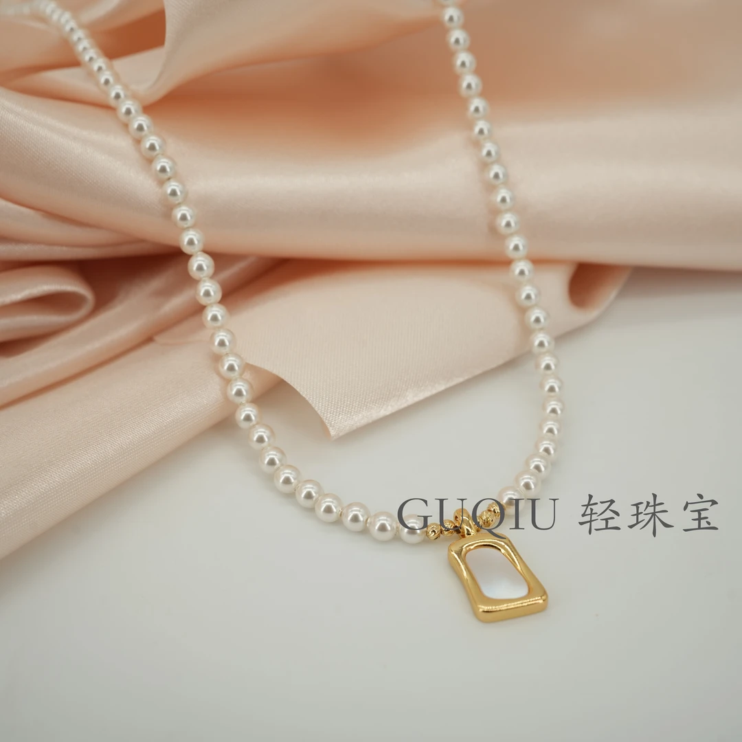 铜合金项链 百搭贝壳气质小众项链正品施华洛珠百搭通勤颈链