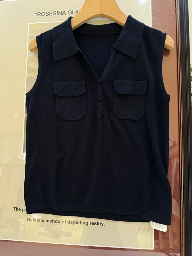 翻领针织背心3042