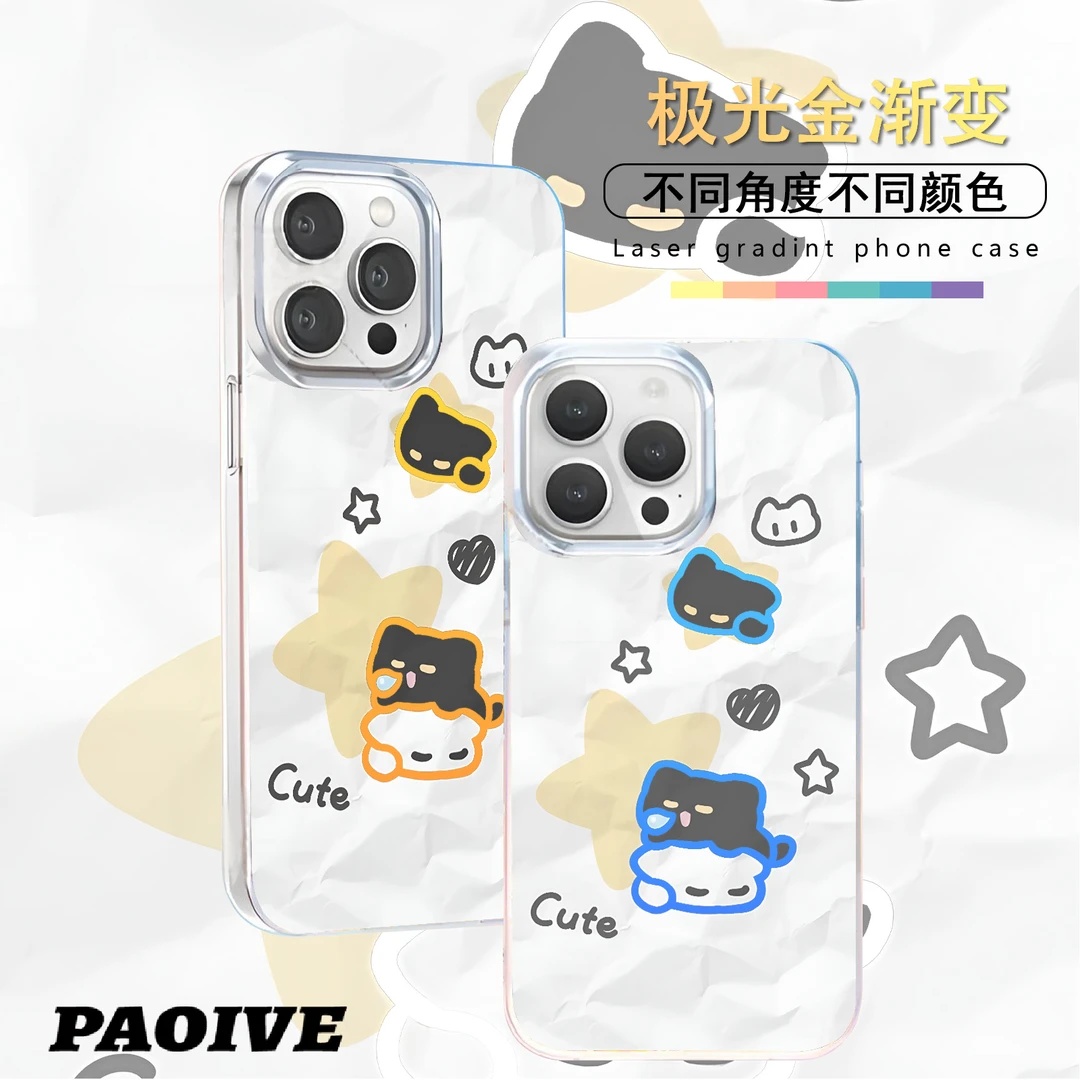 可爱猫咪适用苹果华为vivo一加iPhone小米红米极光手机壳