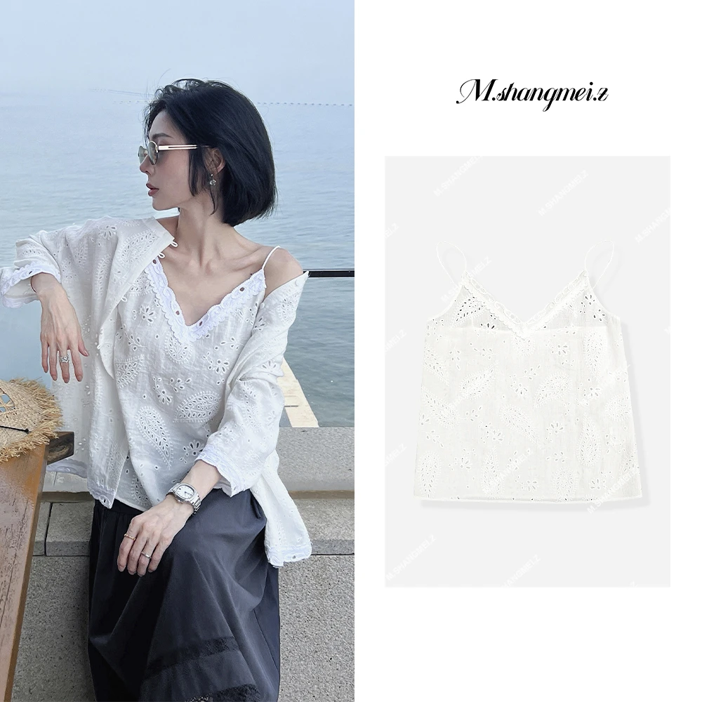 M.SHANGMEI.Z/沐熙【美好记忆】美大哥法式清爽镂空吊带背心X062637