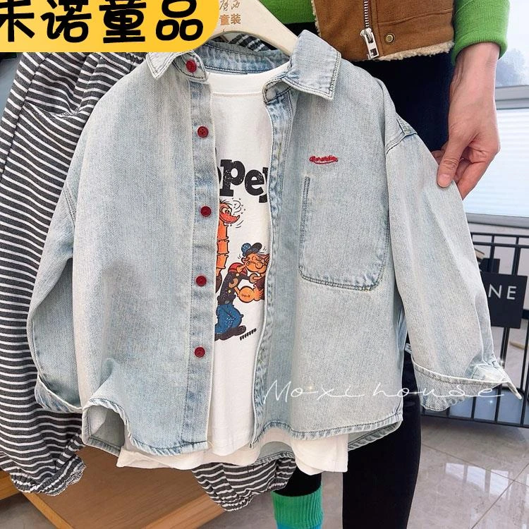 未诺童品魔西童装春夏款韩版砂洗软牛仔男童女童牛仔外套个性洋气