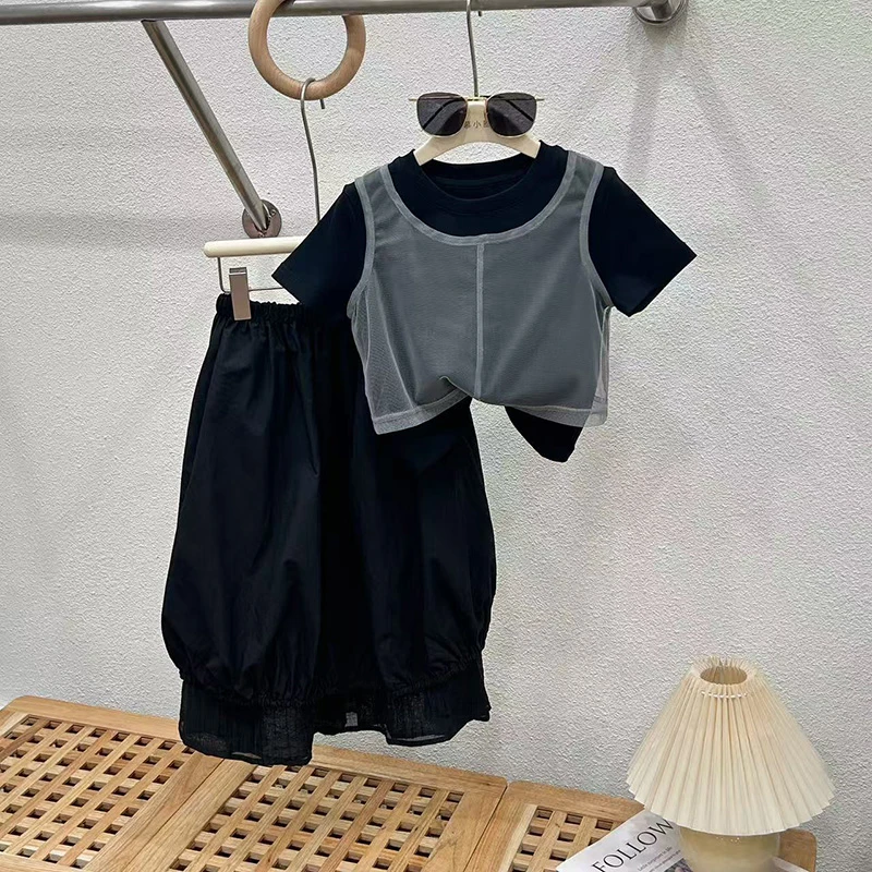 女童长裙套装2025新款儿童夏装裤子品质童装中大童洋气薄款T恤潮
