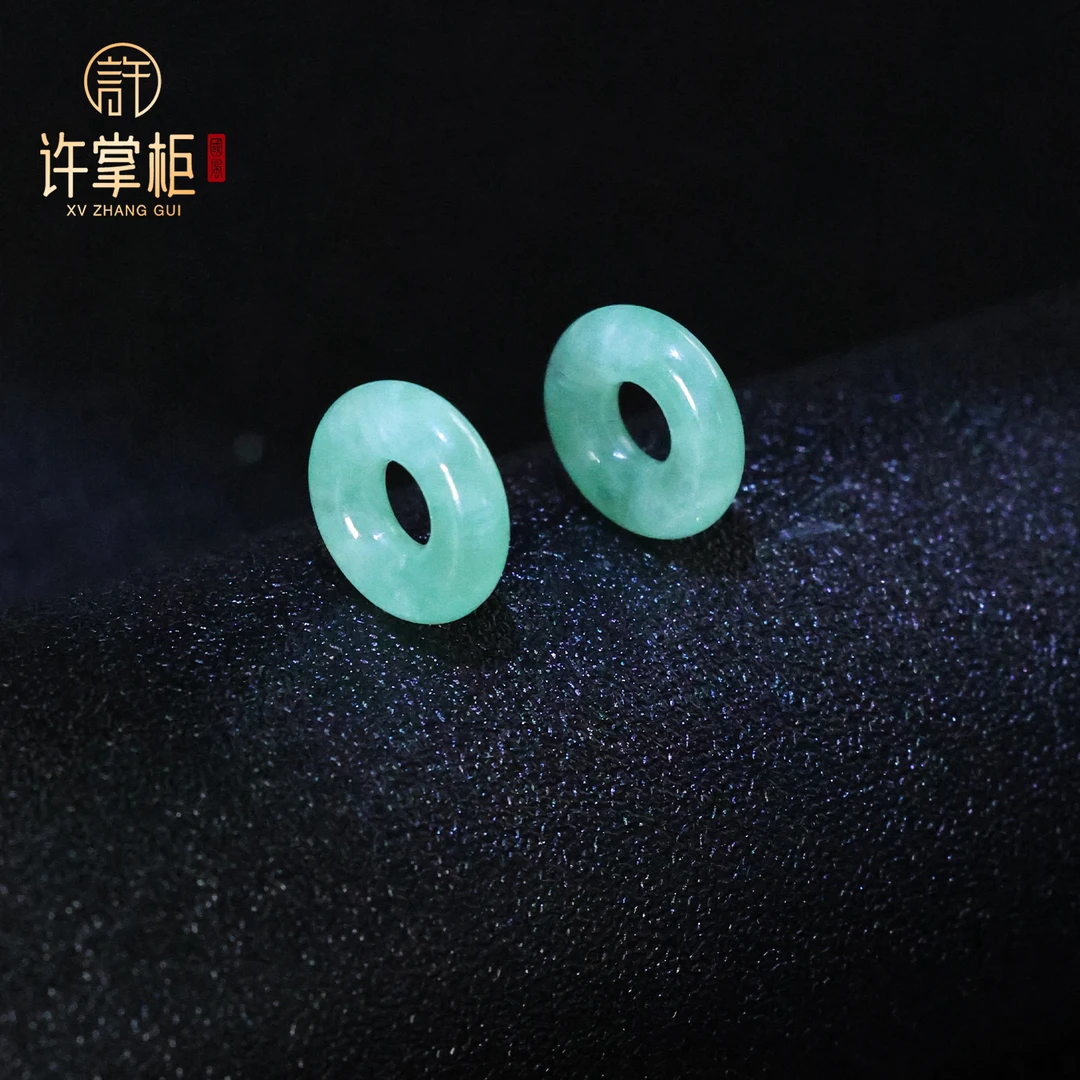 许掌柜｜翡翠耳扣甜甜圈配饰天然缅甸翡翠A货百搭单件多样性随机发