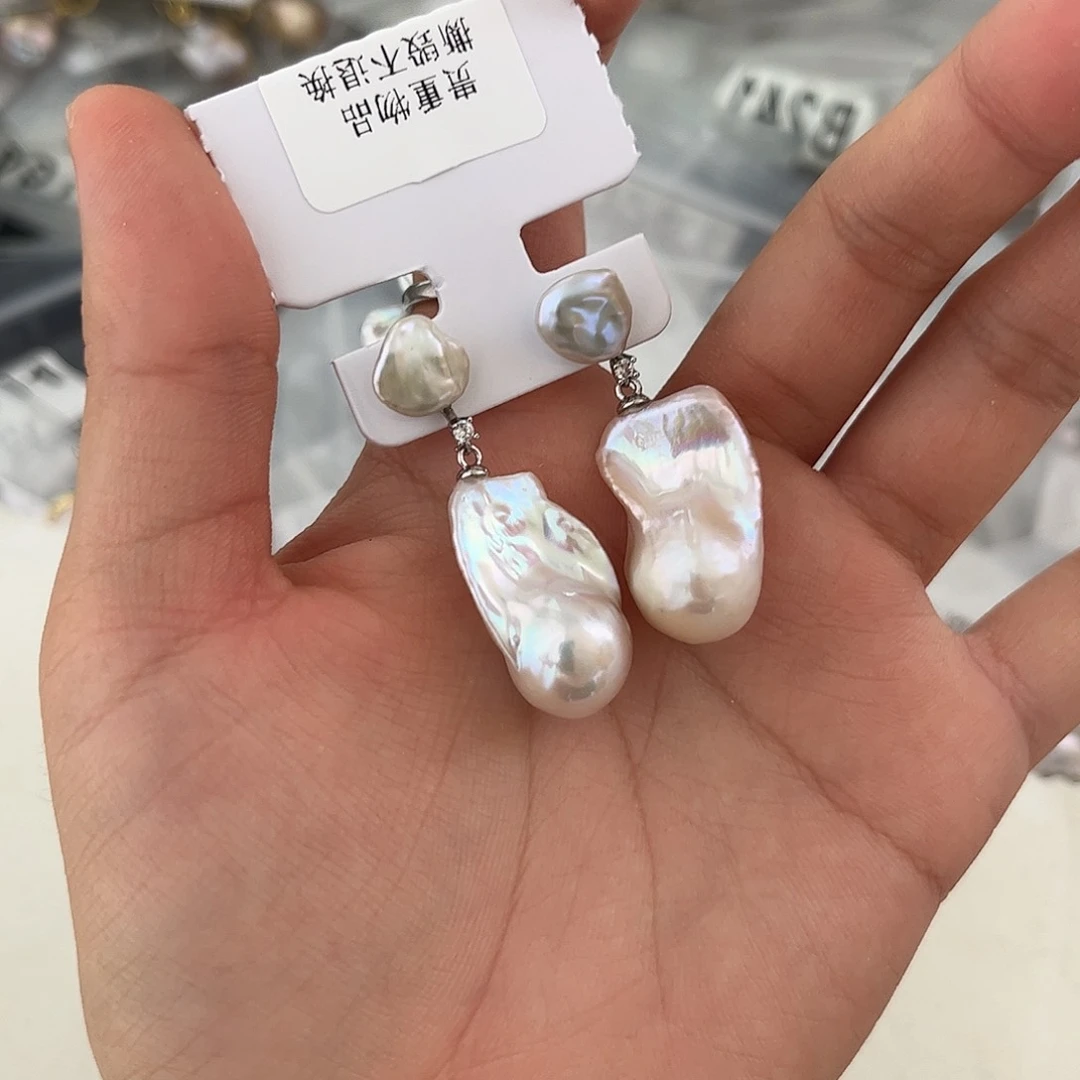 合金淡水珍珠耳饰